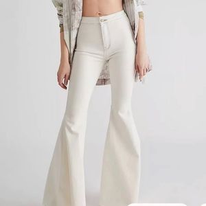 Free People Cream Flare Jeans